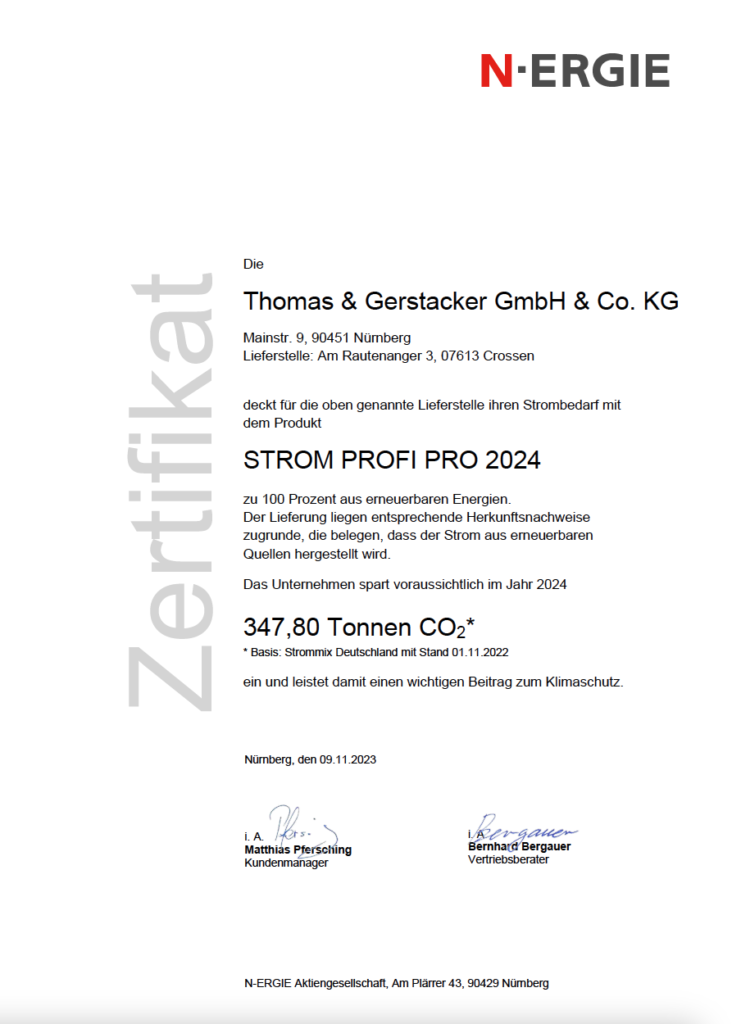 Energie Zertifikat Strom Profi 2024 Gerstacker Crossen